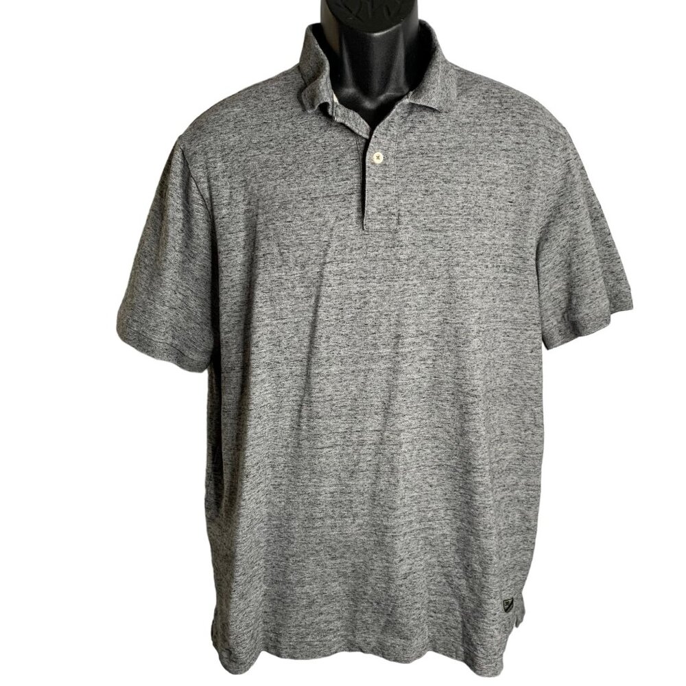 Cremieux Classics Knit Cotton Polo Shirt L Grey Short Sleeve Buttons Collared